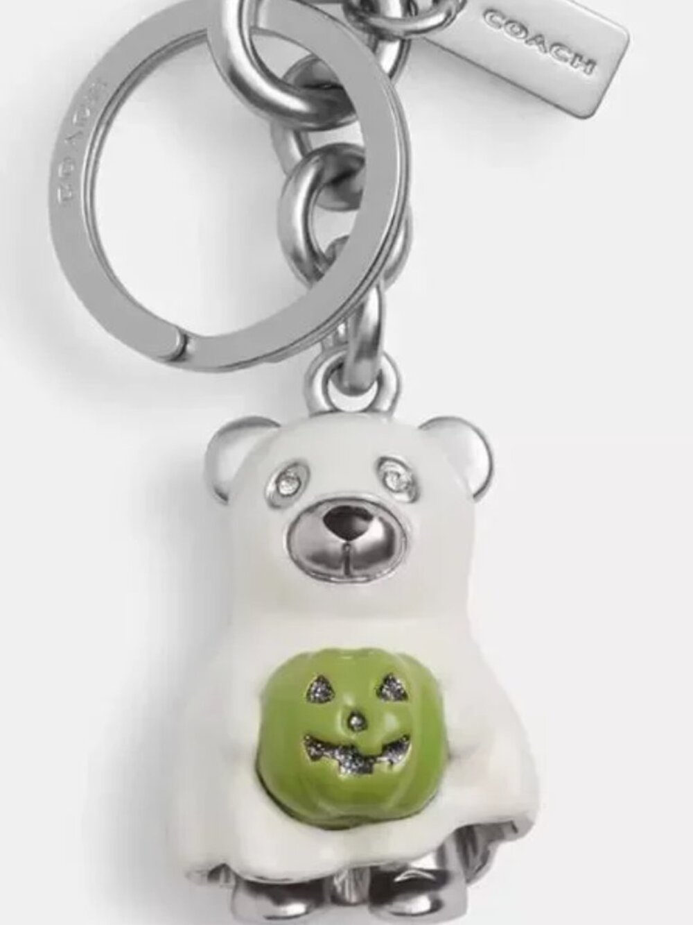 Coach Halloween Ghost Bear Green Pumpkin Charm Keychain Fob Tote Bag CW483